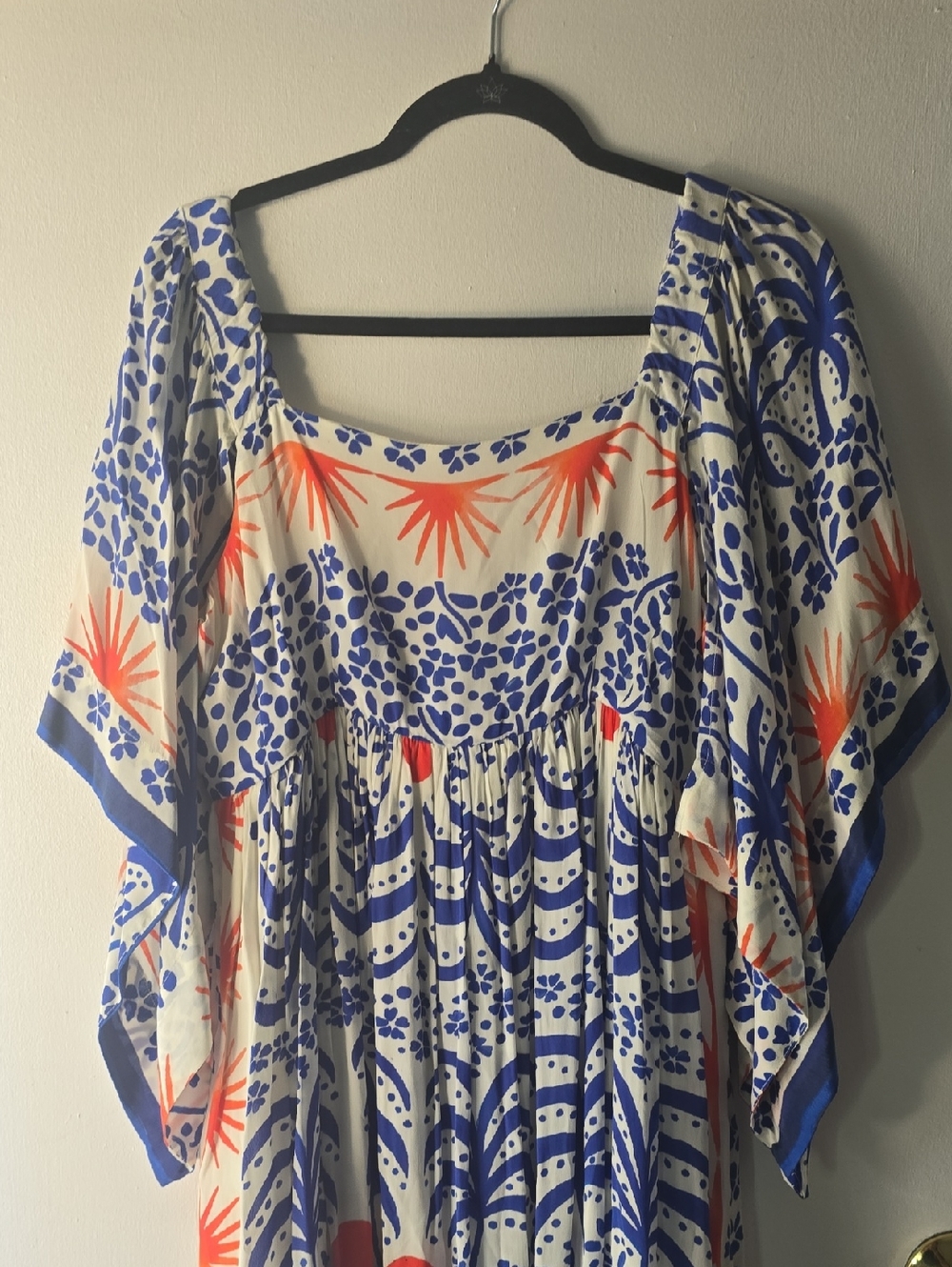 FARM Rio Dress with Blue and Orange Floral Print